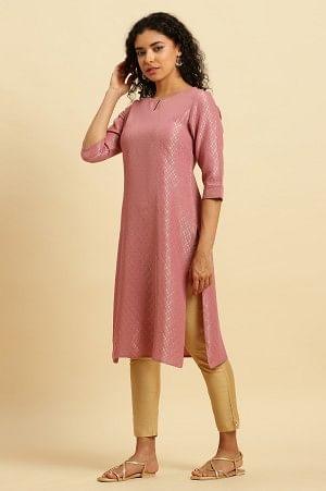 Pink Dobby Festive Embellished Kurta