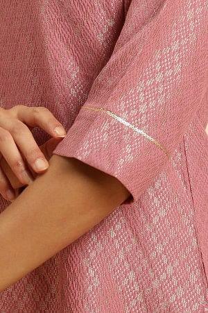 Pink Dobby Festive Embellished Kurta