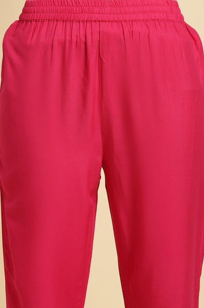 Pink Embellished Festive Kurta, Pants And Dupatta Set - wforwoman