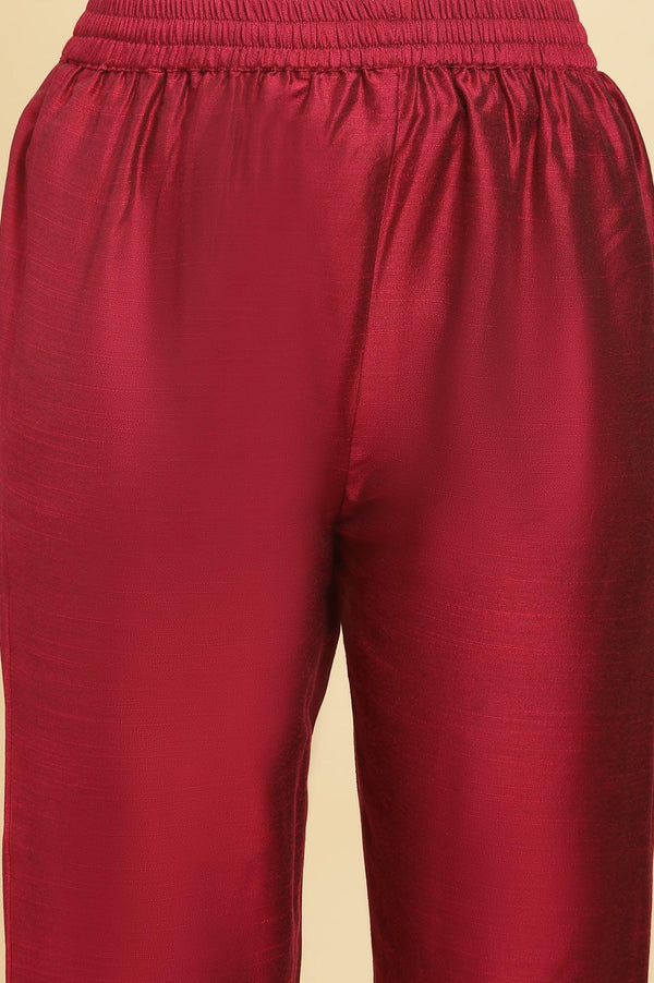 Red Dori Embroidered Festive Kurta, Pants And Dupatta Set