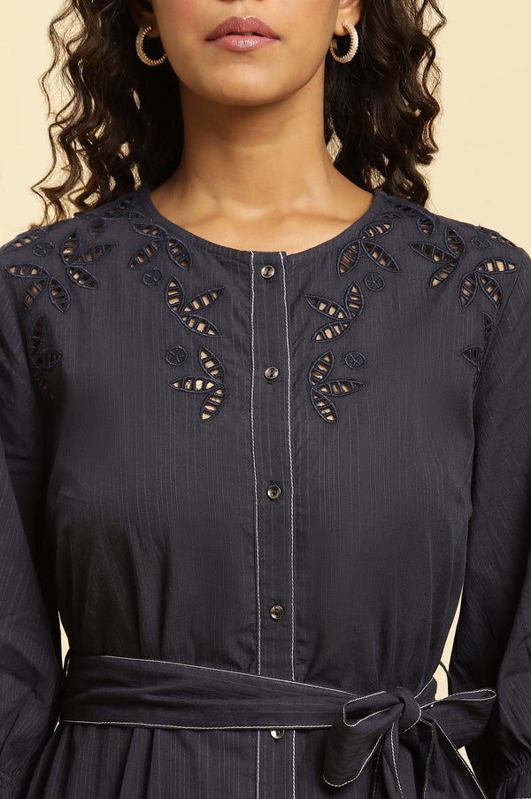 Blue Cut Work Embroidered Dress