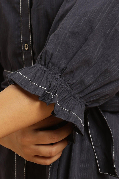 Blue Cut Work Embroidered Dress - wforwoman