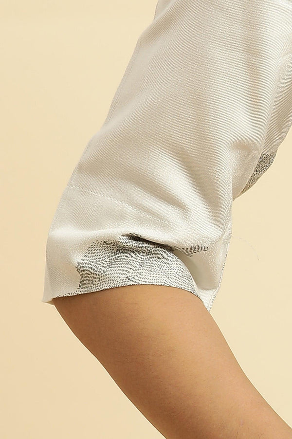 Ecru A-Line Placement Printed Western Long Dress with Belt