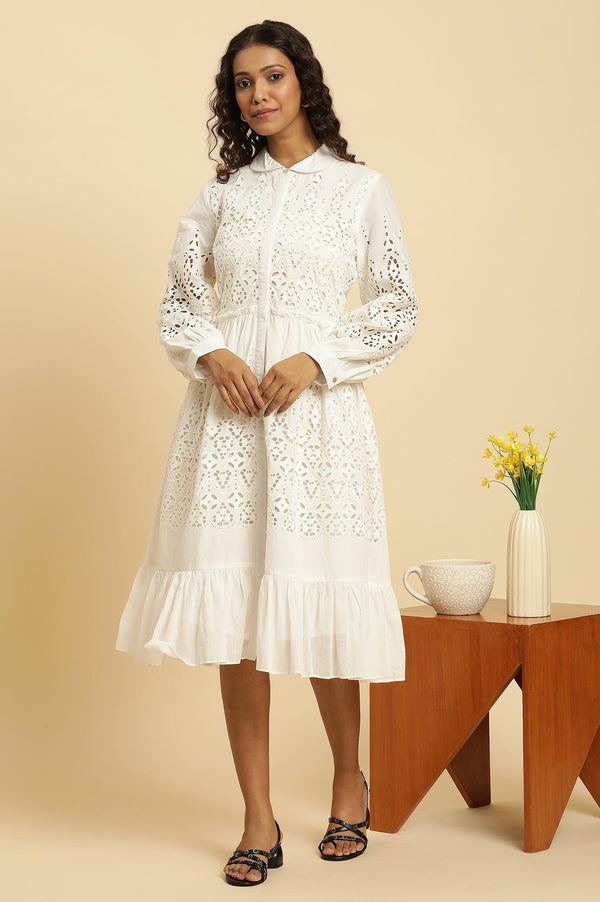 Ecru Schiffli Western Dress