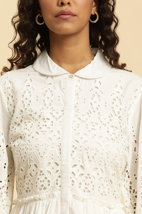 Ecru Schiffli Western Dress