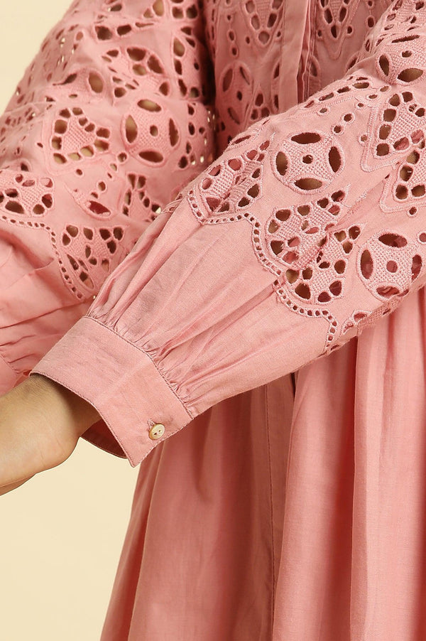 Pink Schiffli Western Shirt Dress
