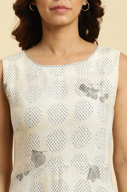 Ecru Sleeveless Western Long Dress - wforwoman