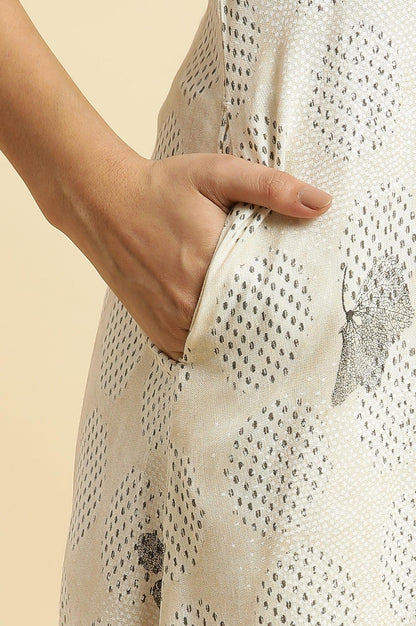 Ecru Sleeveless Western Long Dress - wforwoman