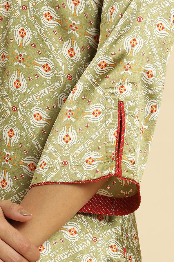 Pistachio Green Japanese Satin Festive Kurta
