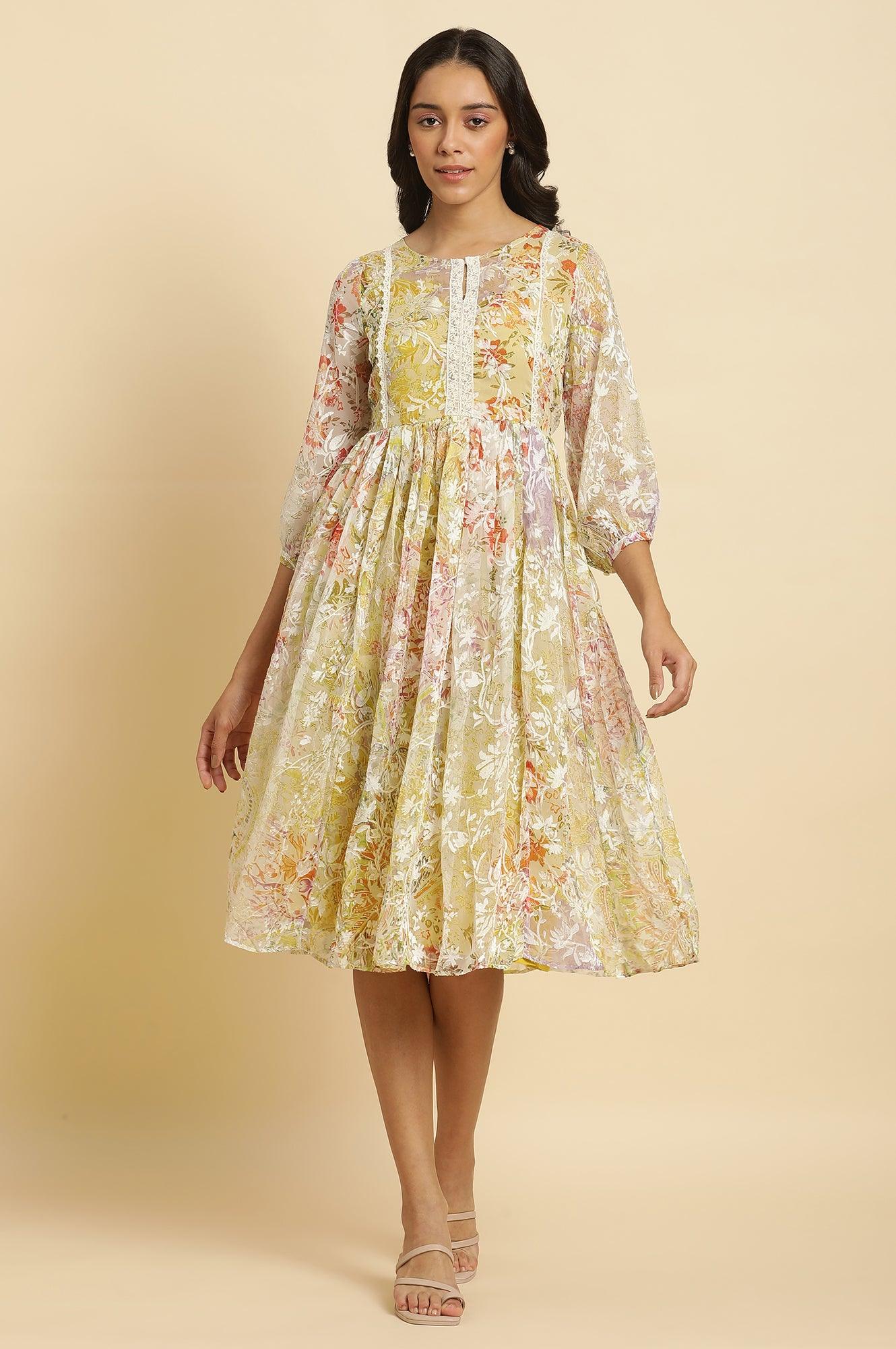 Multi-Coloured Breezy Sheer Printed Short Dress - wforwoman