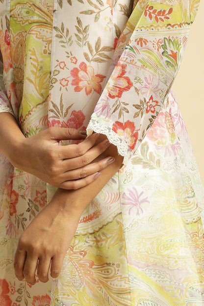 Soft Multi-Coloured Flared Organza Kurta - wforwoman