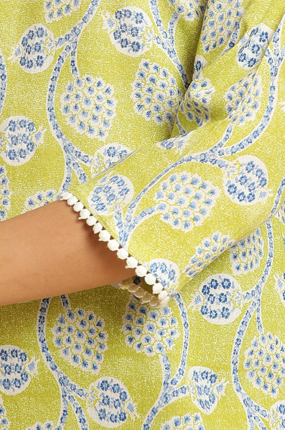 Green Floral Printed Straight Kurta