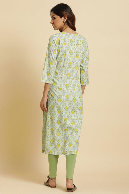 Light Green Printed Rayon Kurta - wforwoman