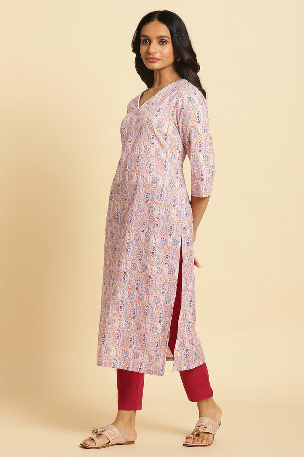 Light Purple Paisley Printed Kurta