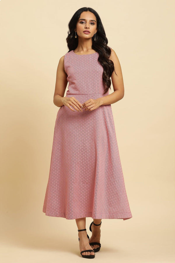 Pink Cotton Dobby Stripe Dress
