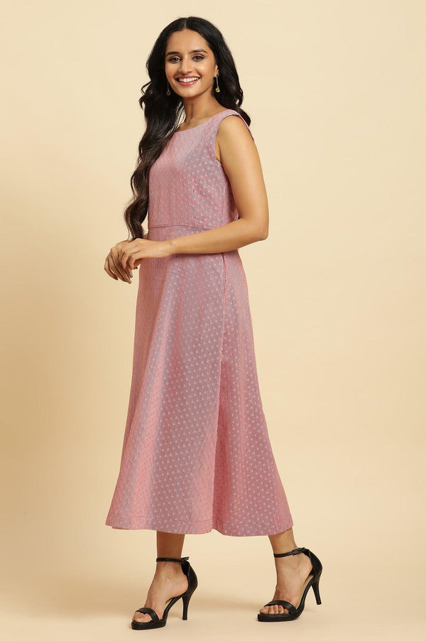 Pink Cotton Dobby Stripe Dress