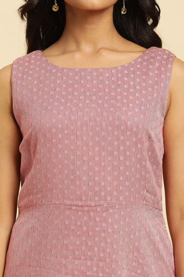 Pink Cotton Dobby Stripe Dress