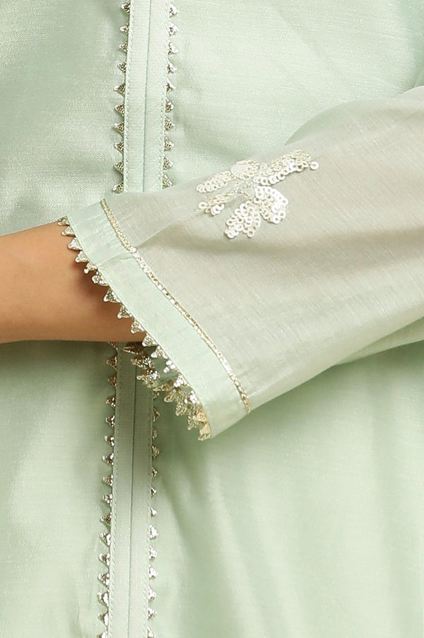 Mint Green Panelled Chanderi Kurta