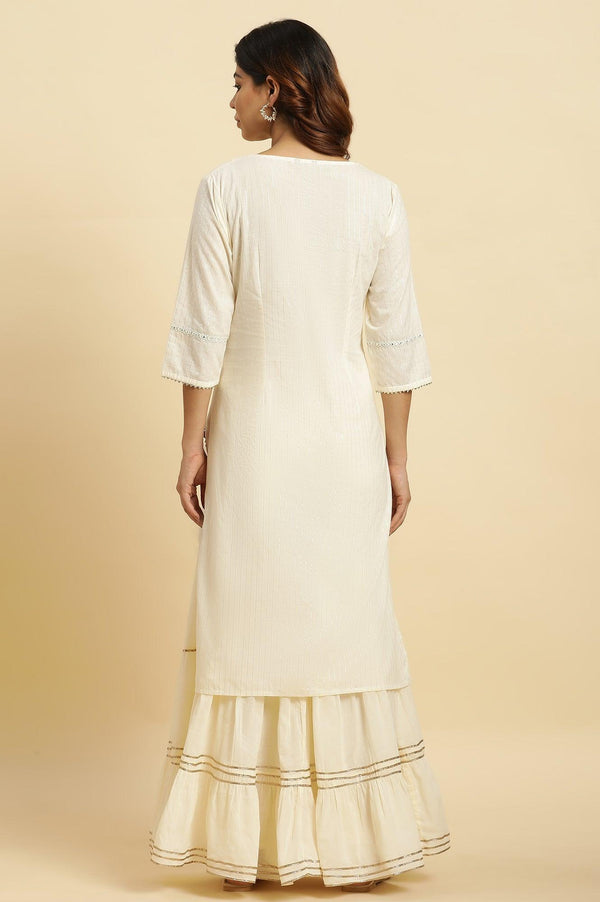 Ecru Embellished Straight Festive Kurta