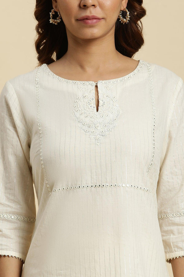 Ecru Embellished Straight Festive Kurta