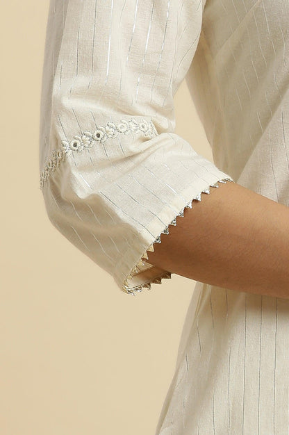 Ecru Embellished Straight Festive Kurta - wforwoman