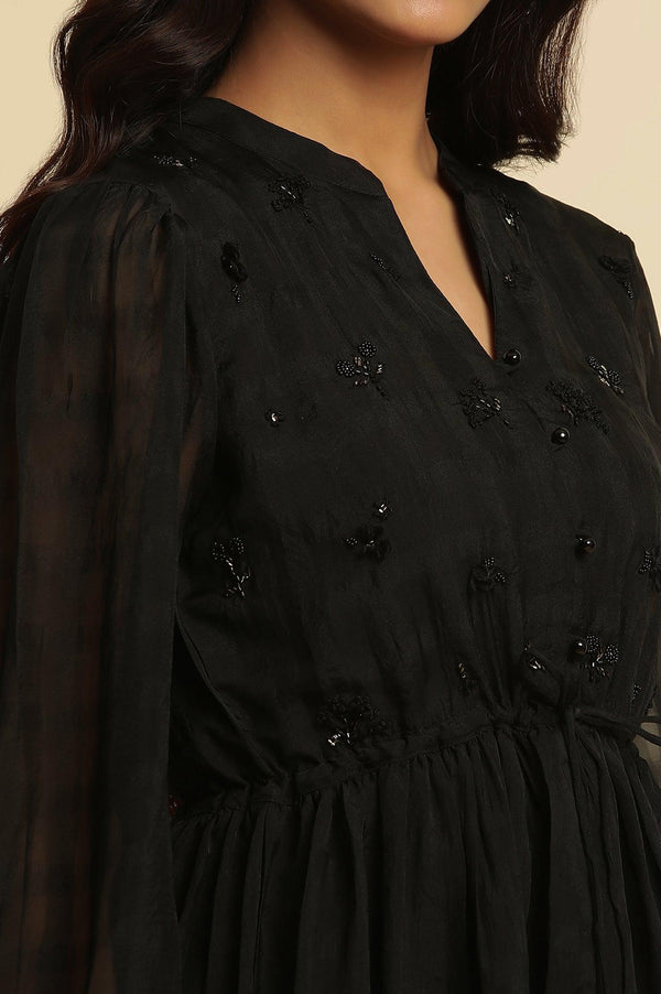 Black Embroidered Party Dress