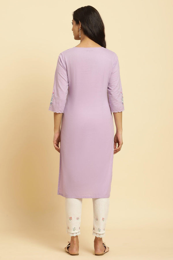 Light Purple Thread Embroidered Kurta