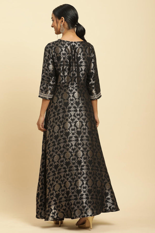 Black Jacquard Embroidered Ethnic Dress