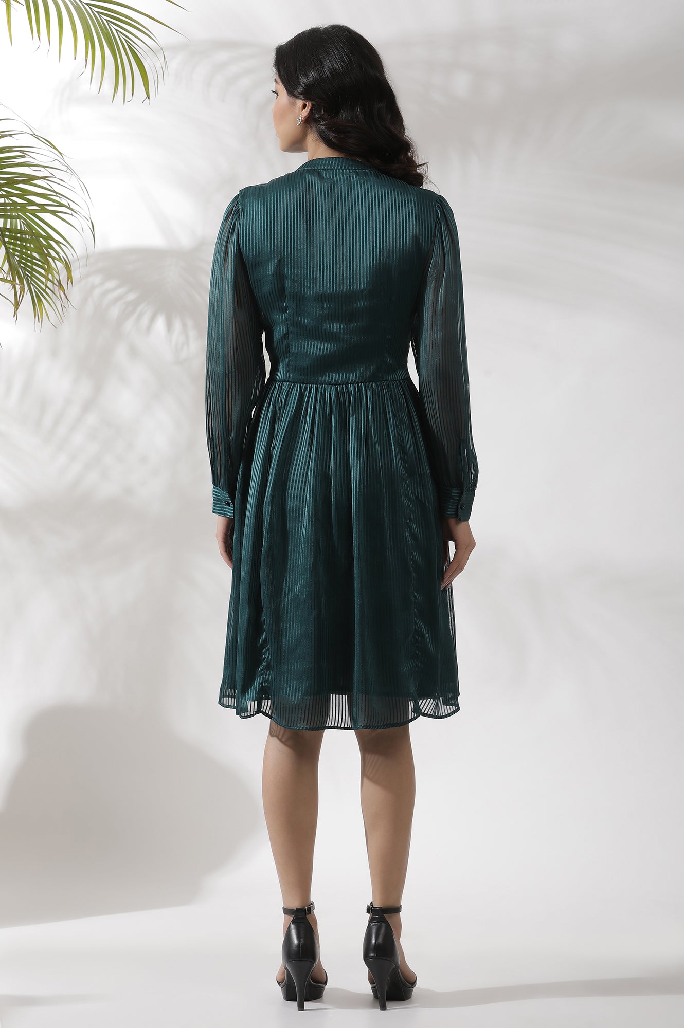 Buy Dark Green Flared Short Western Dress Online for Woman | WforWoman Buy Dark Green Flared Short Western Dress Online for Woman | WforWoman
