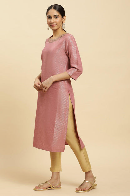 Purple Dobby Embellished Kurta - wforwoman