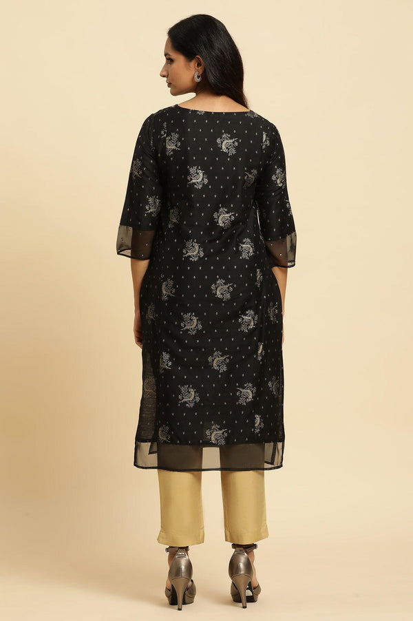 Black Zari Embroidered Festive Kurta