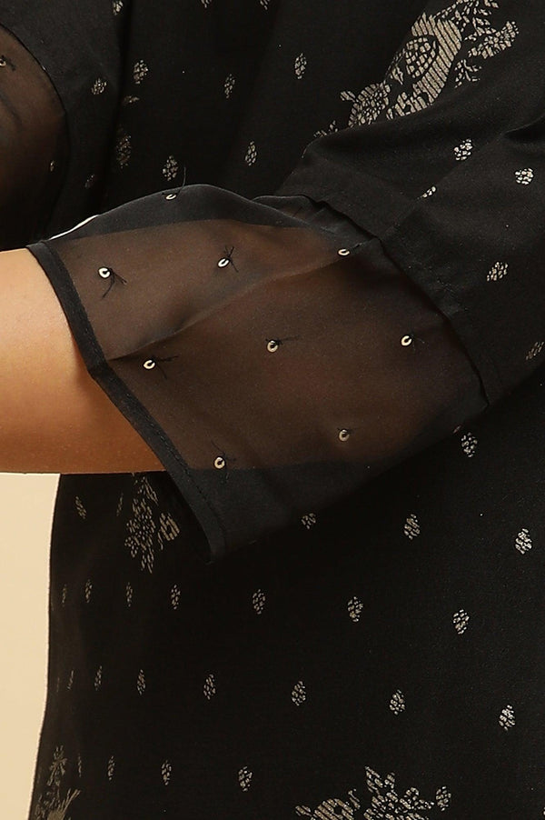 Black Zari Embroidered Festive Kurta