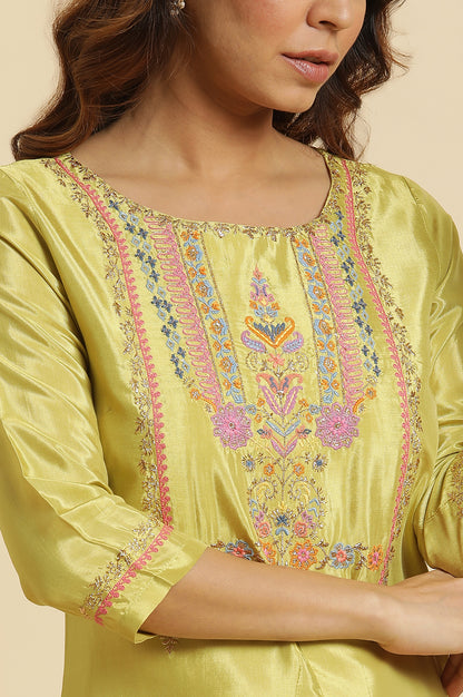 Green Embroidered Shantun Festive Kurta