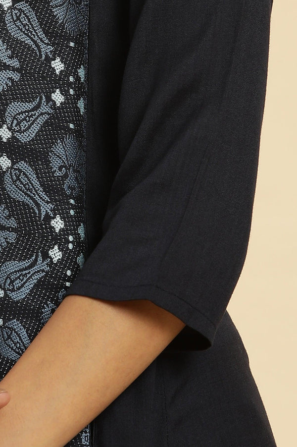 Blue Suzani Motif Dobby Straight Kurta