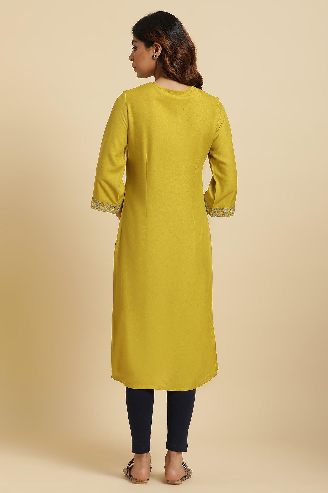 Cress Green Embroidered Kurta - wforwoman