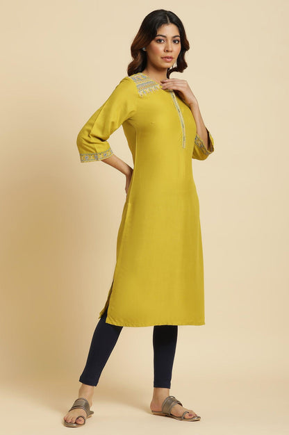 Cress Green Embroidered Kurta - wforwoman