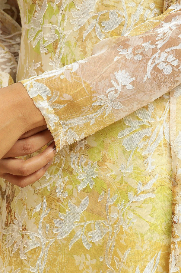 Yellow Self-Designed Flared Dress