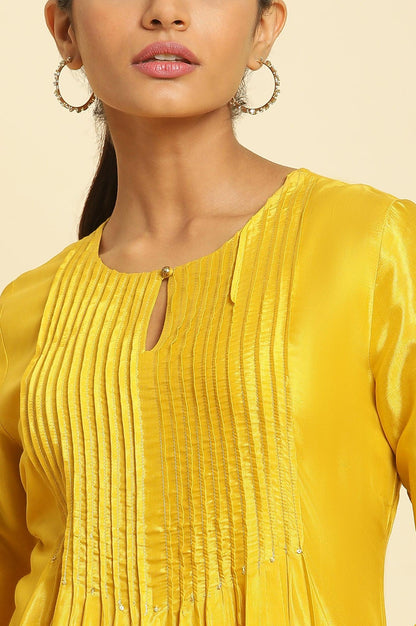 Marigold Yellow Embroidered Kurta - wforwoman
