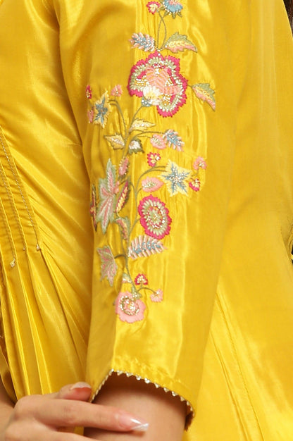 Marigold Yellow Embroidered Kurta - wforwoman
