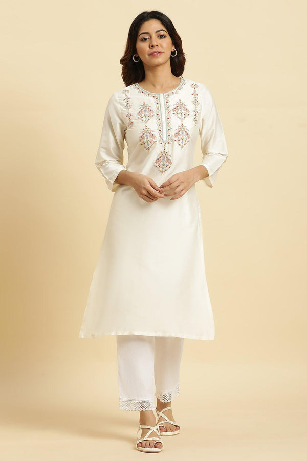 White Dori Embroidered Festive Kurta