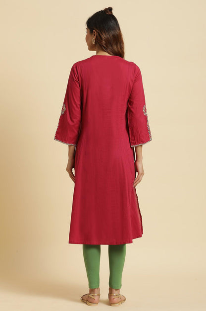 Maroon Embroidered Festive Kurta - wforwoman