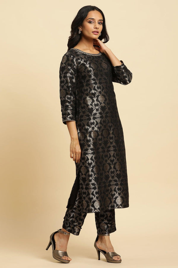 Black Rayon Jacquard Festive Kurta
