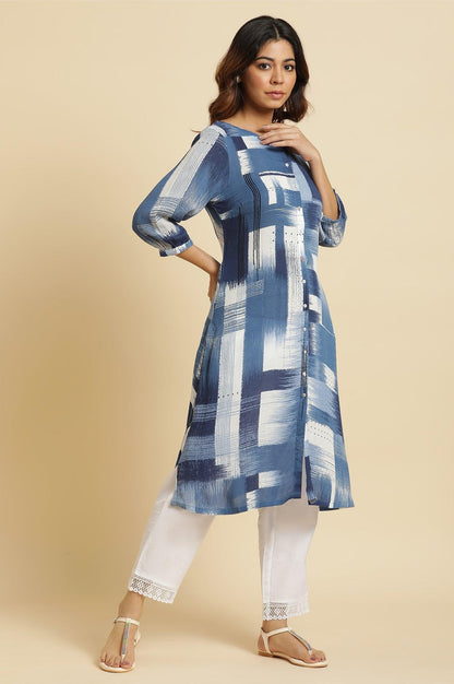Indigo Abstract Print Kurta - wforwoman
