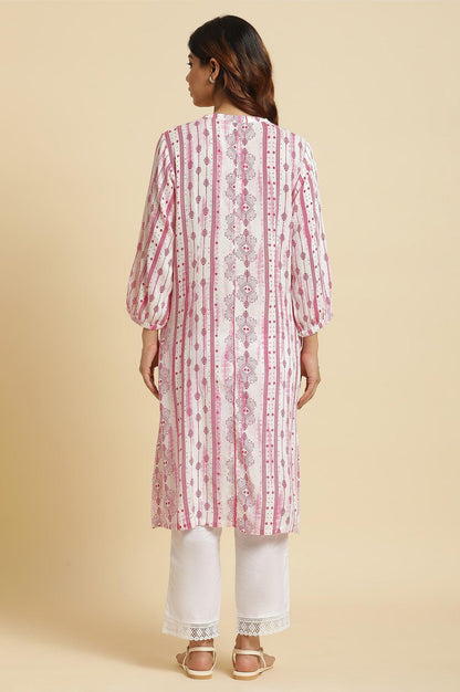 Pink Abstract Print Kurta - wforwoman