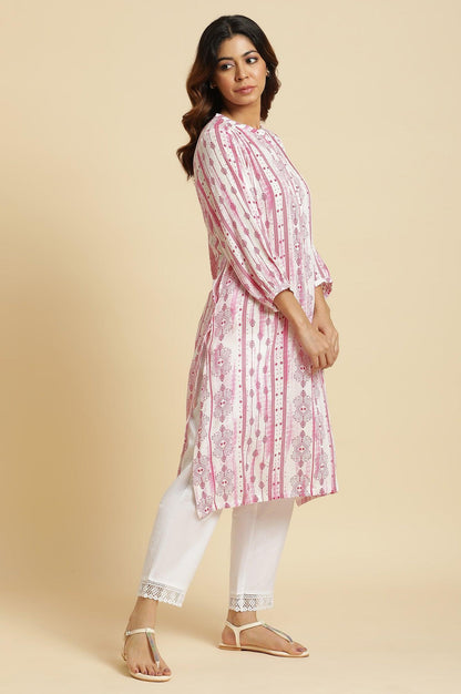 Pink Abstract Print Kurta - wforwoman