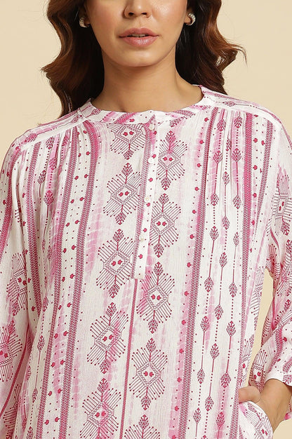 Pink Abstract Print Kurta - wforwoman