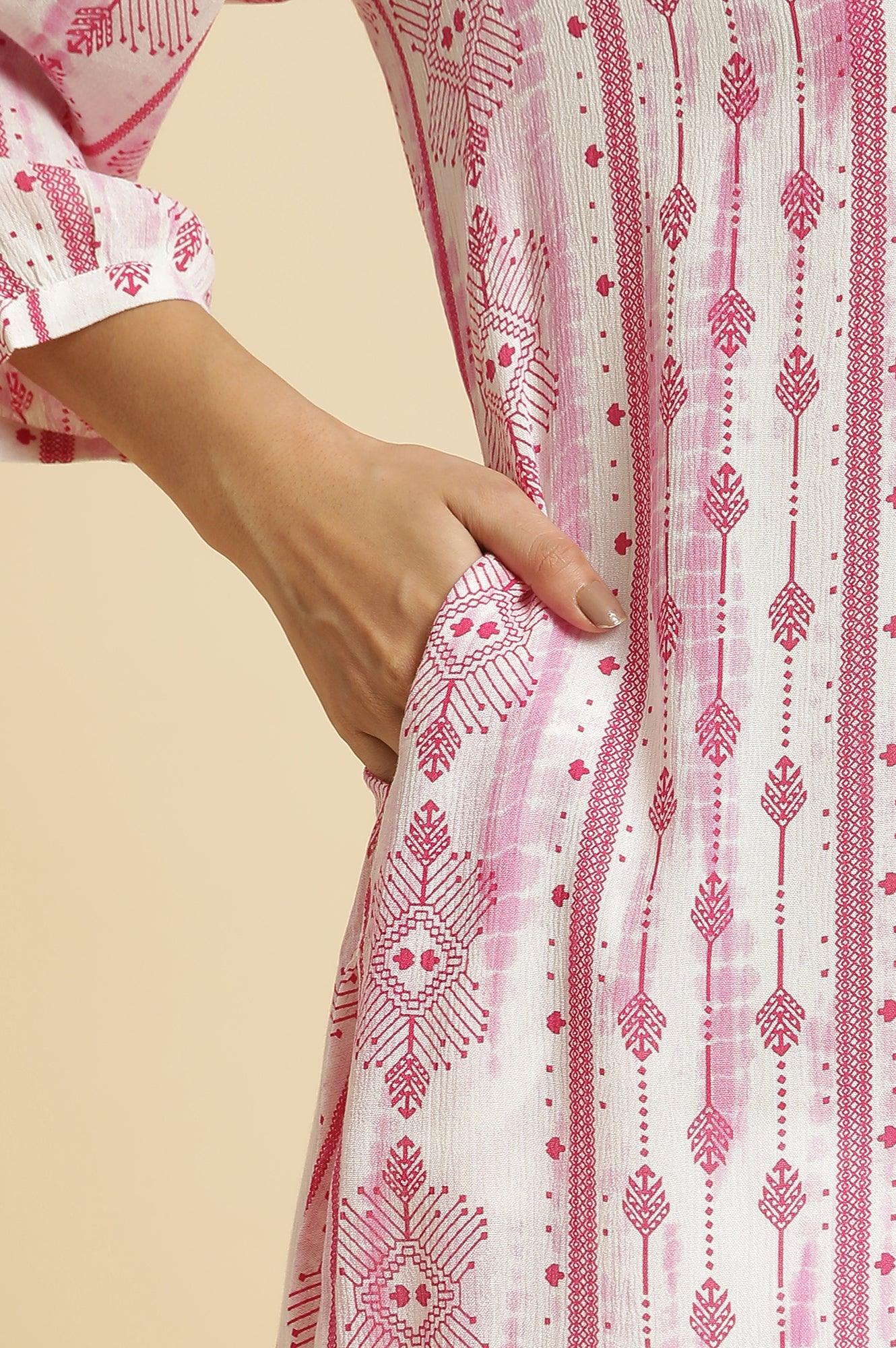 Pink Abstract Print Kurta - wforwoman
