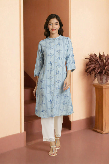 Blue Geometric Printed Shirt Kurta