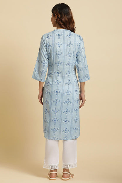 Blue Geometric Printed Shirt Kurta - wforwoman