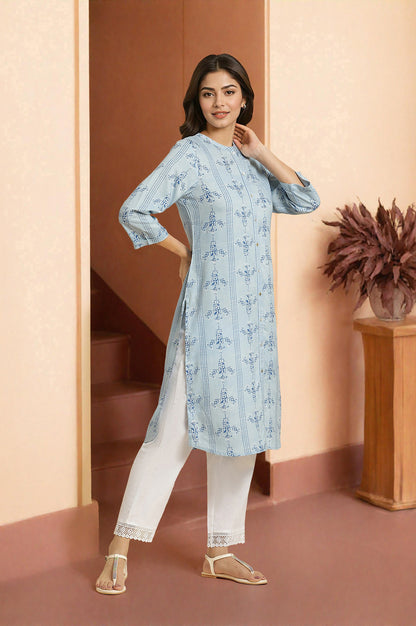 Blue Geometric Printed Shirt Kurta
